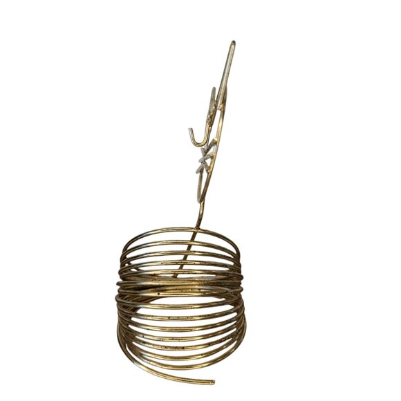 MCM Gold Brass Cat Letter Holder Coiled Wire Mail Organizer Card Keys Holder - Picture 5 of 10